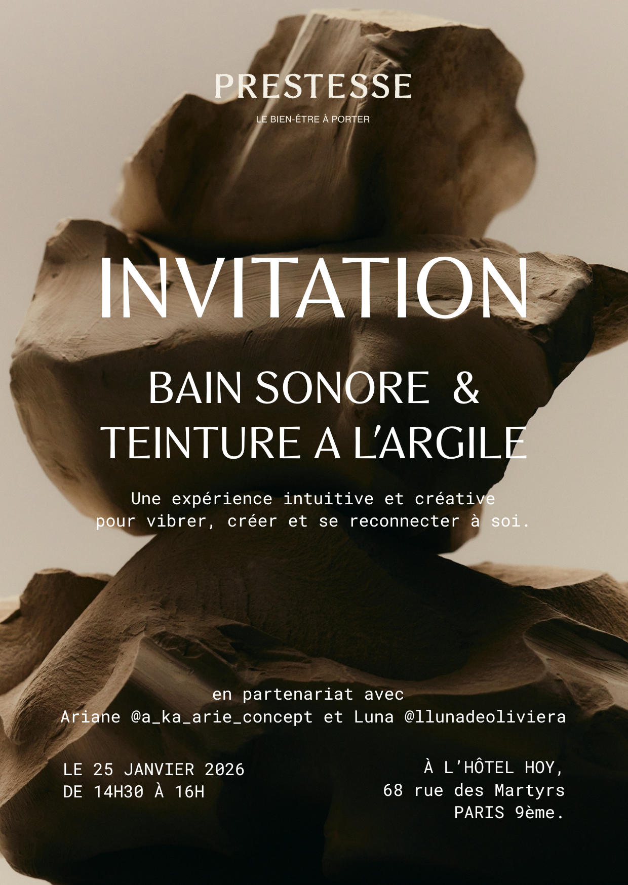 Bain sonore et atelier de teinture a l’argile a Paris